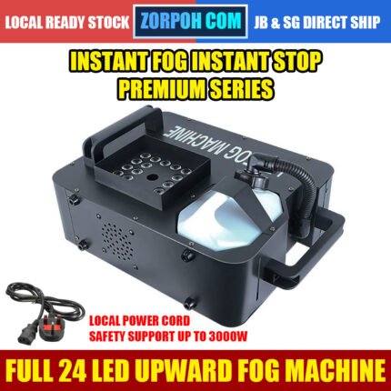 1500W Upward Fog Machine with Full 24 LED, INSTANT FOG INSTANT STOP for Professional Stage Performance Effect